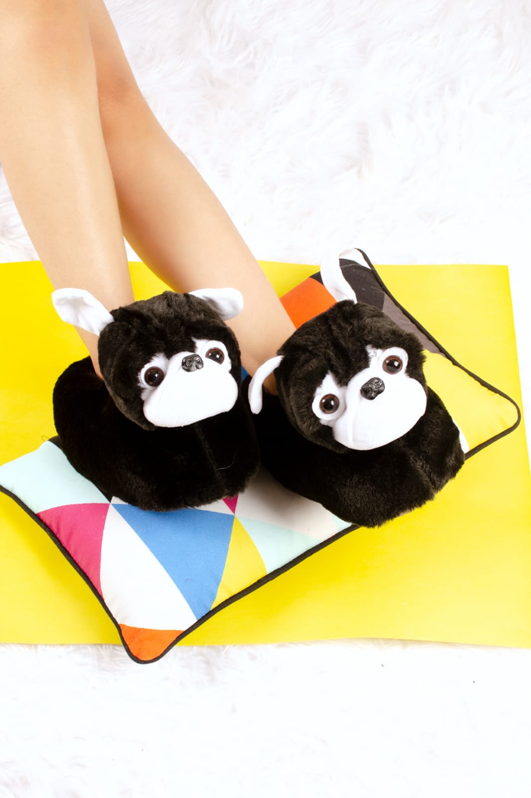 Pantufla Pug Negro